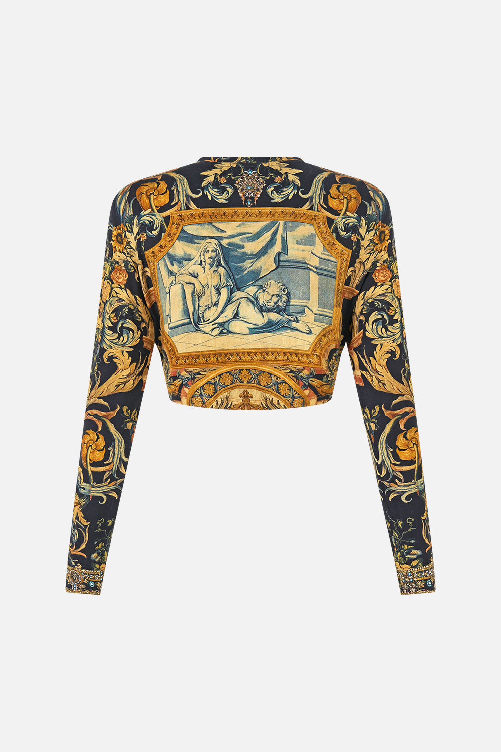 The CAMILLA Jersey Long Sleeve Top With Hardware in our Museum Memoirs print.