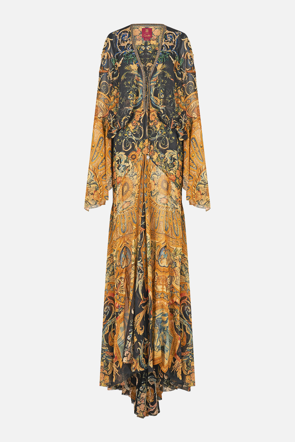 LOW CUT LACE UP FRONT LONG DRESS MUSEUM MEMOIRS