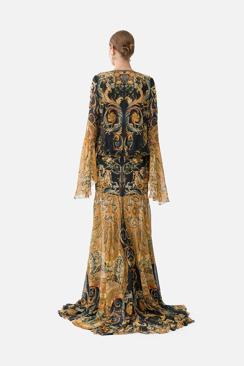 LOW CUT LACE UP FRONT LONG DRESS MUSEUM MEMOIRS