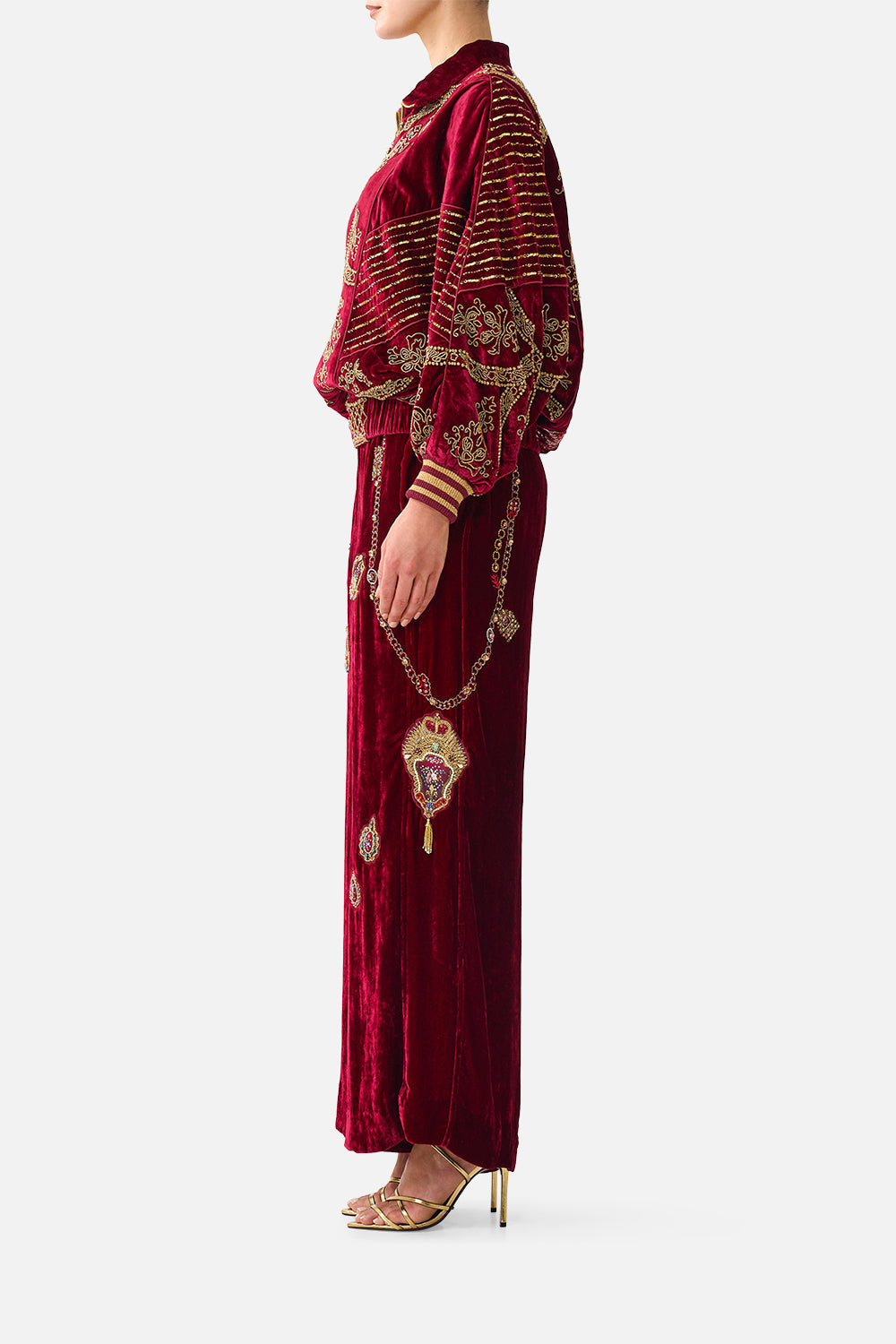 VELVET RELAXED TRACK PANT WITH SIDE PANEL CALL ME A CARRIAGE
