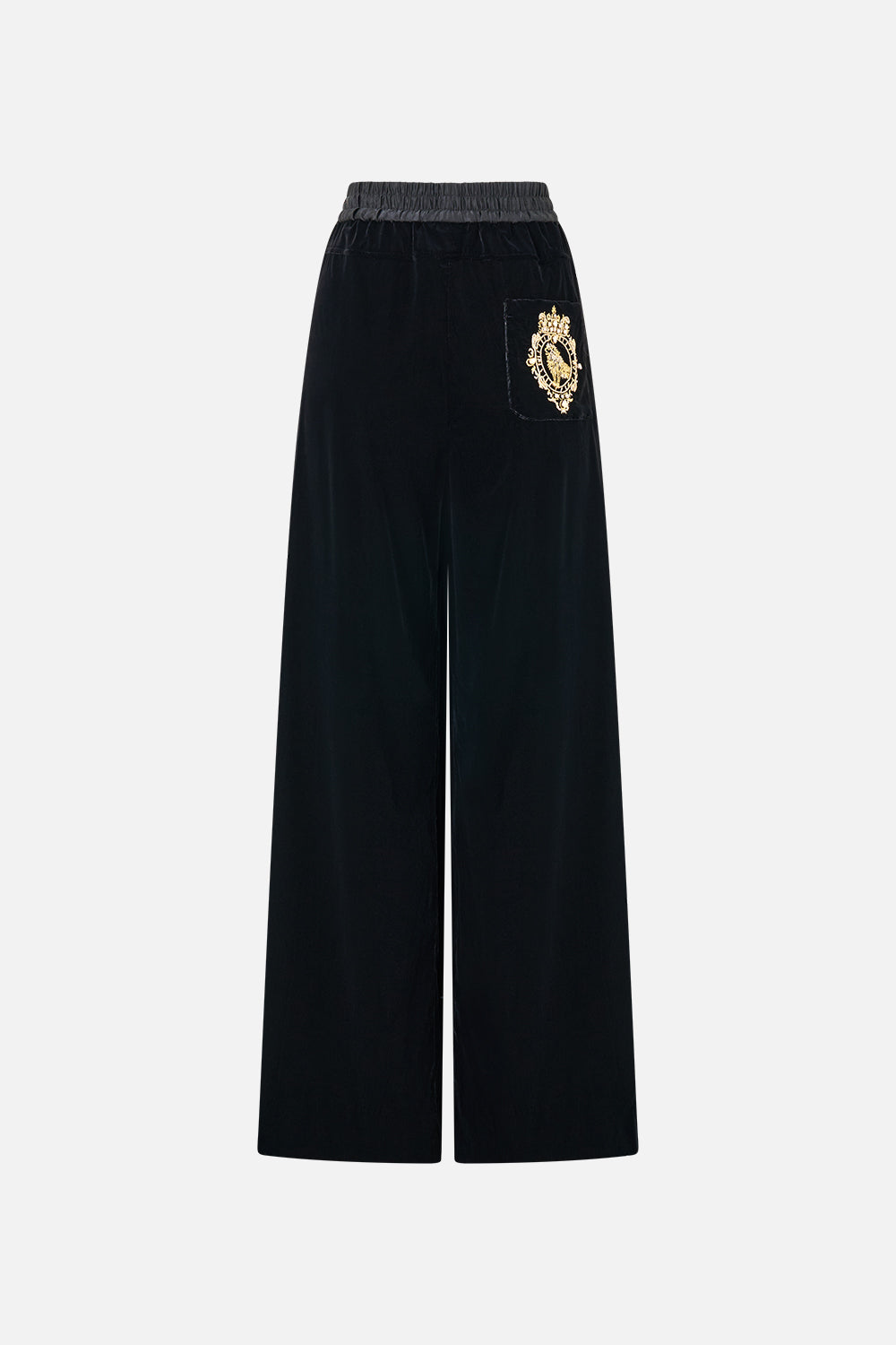 The CAMILLA VELVET RELAXED TRACK PANT WITH SIDE PANEL LEOPARD LIBERTINE