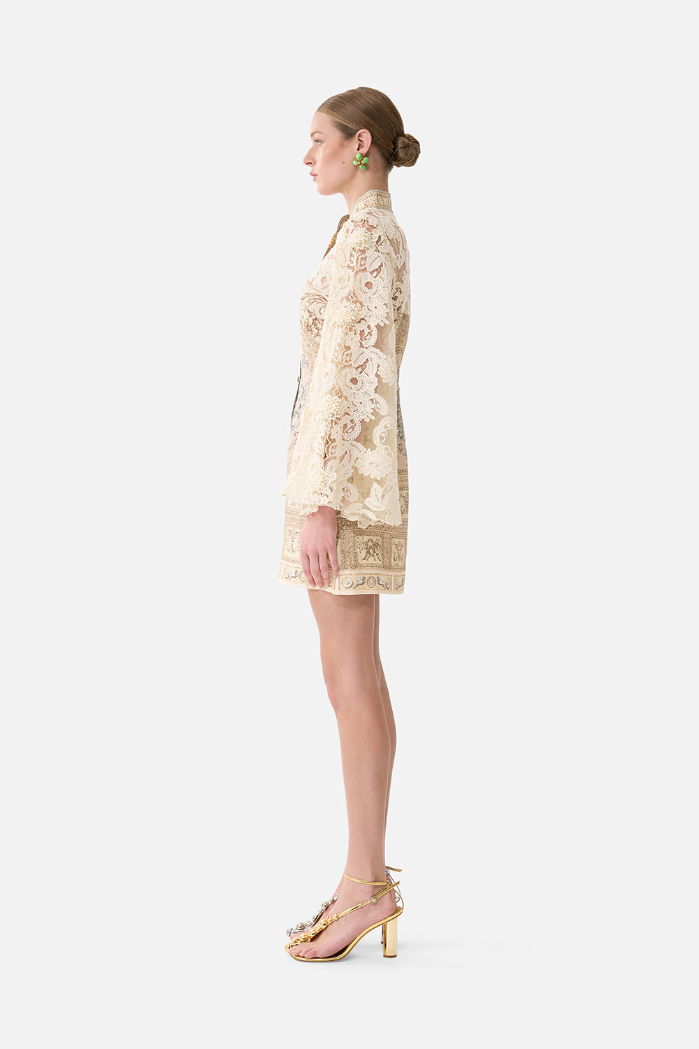 LACE SLEEVE MINI SHIFT DRESS A BELOVED BOUDOIR