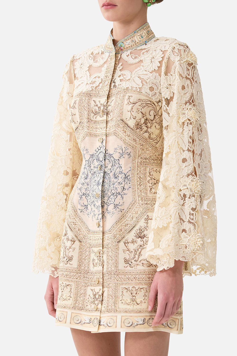 LACE SLEEVE MINI SHIFT DRESS A BELOVED BOUDOIR