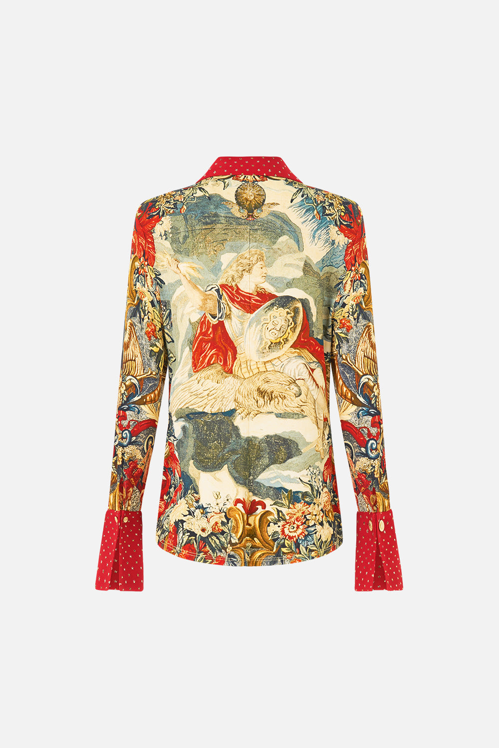 The CAMILLA Fitted Jersey Shirt in our Meet Me At The Met print.