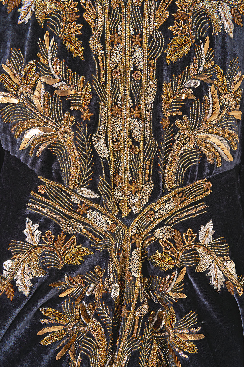 LONG V NECK KAFTAN WITH SPLIT FRONT CLOAKED IN BAROQUE