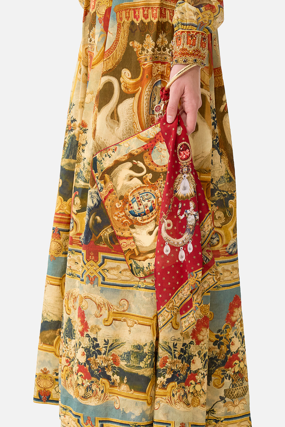 The CAMILLA Ring Scarf Clutch in our Lifeís Rich Tapestry print.