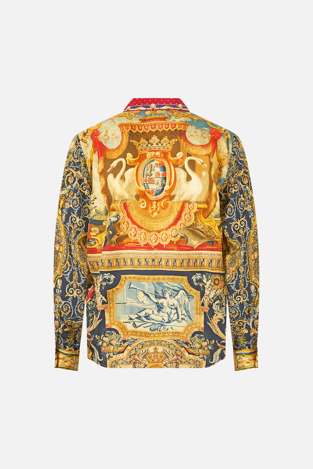 The CAMILLA LONG SLEEVE HIDDEN PLACKET SHIRT MEET ME AT THE MET in our  print.