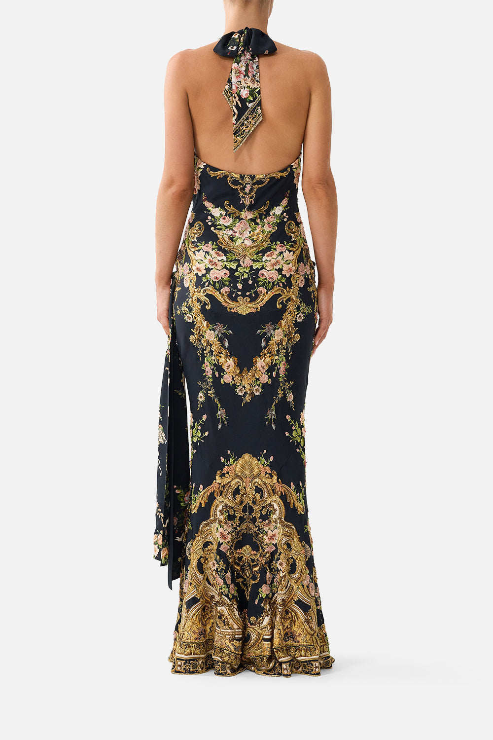 COWL NECK SLIP DRESS WITH SASH DETAIL VERSAILLES OR DIE