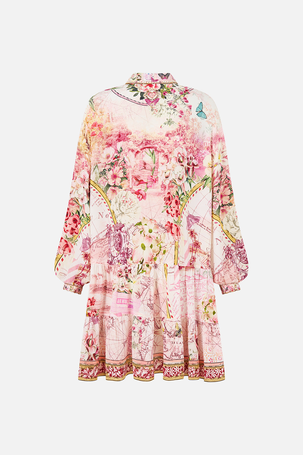 LONG SLEEVE TIERED SHORT DRESS JOURNAL DE VOYAGE