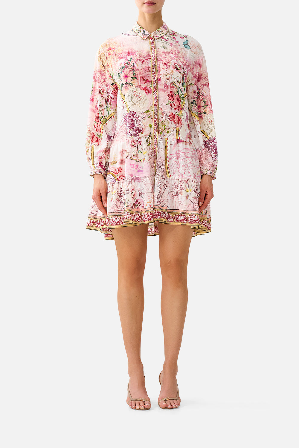 LONG SLEEVE TIERED SHORT DRESS JOURNAL DE VOYAGE