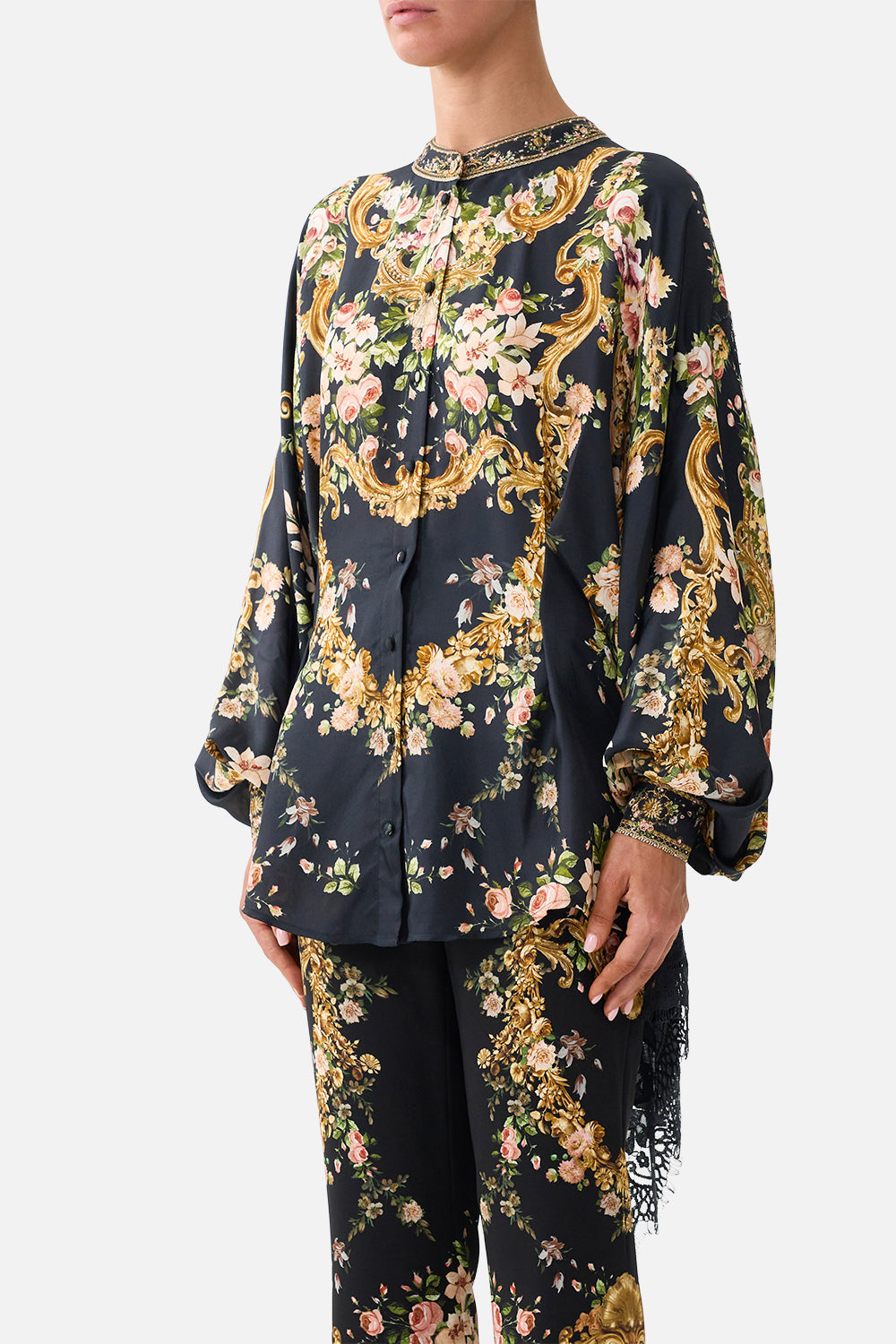 BLOUSE WITH LACE DRAPED BACK DETAIL VERSAILLES OR DIE