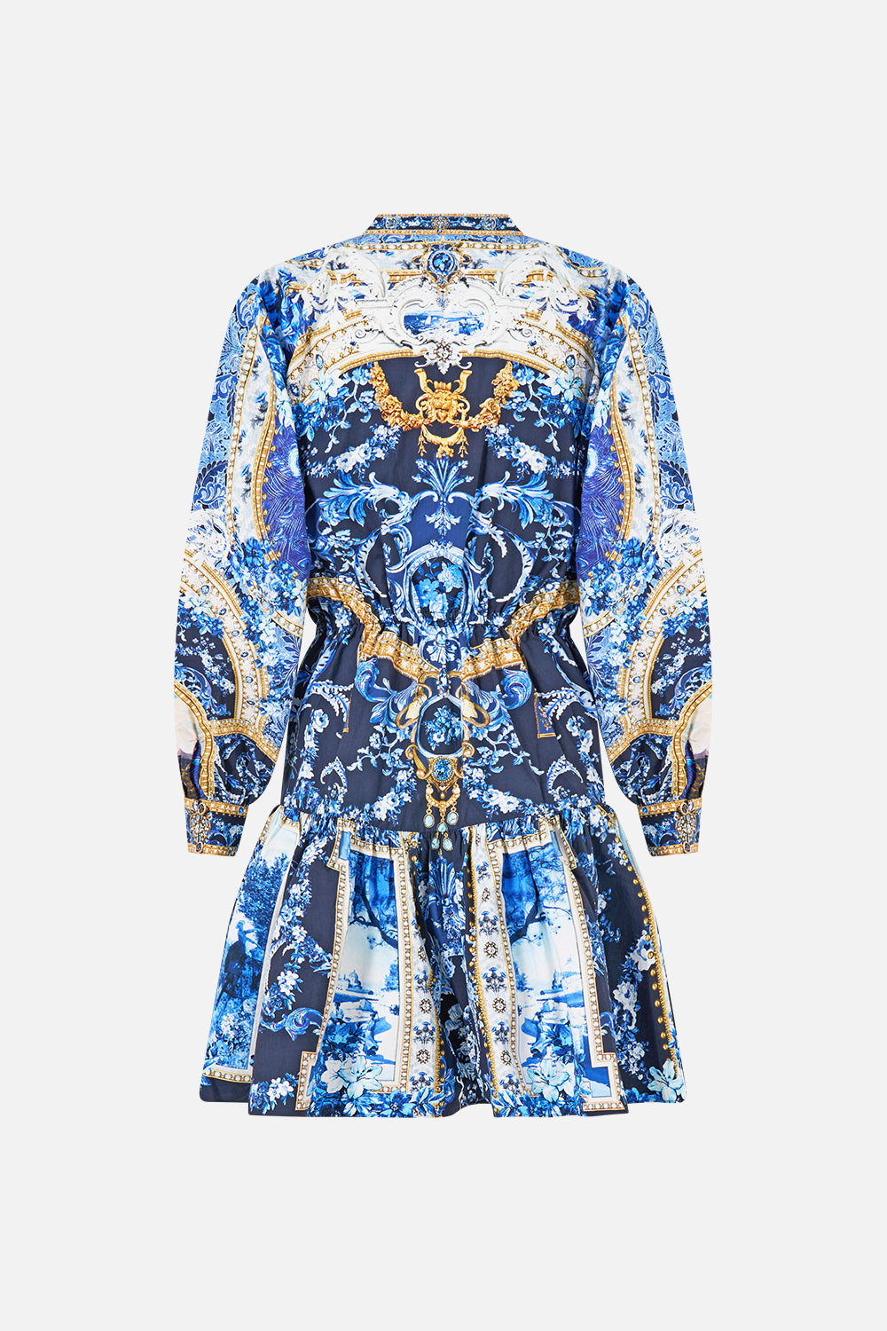 The Sweet Sacre Bleu Short Tiered Shirtdress With Wide Waist Tie