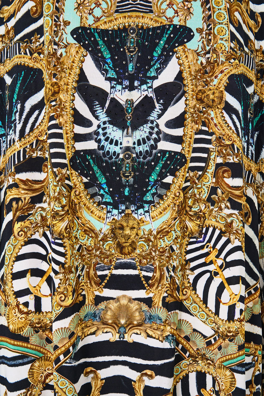The CAMILLA Draped Split Sleeve Top in Print Zig Zag Zoo. Ghost View