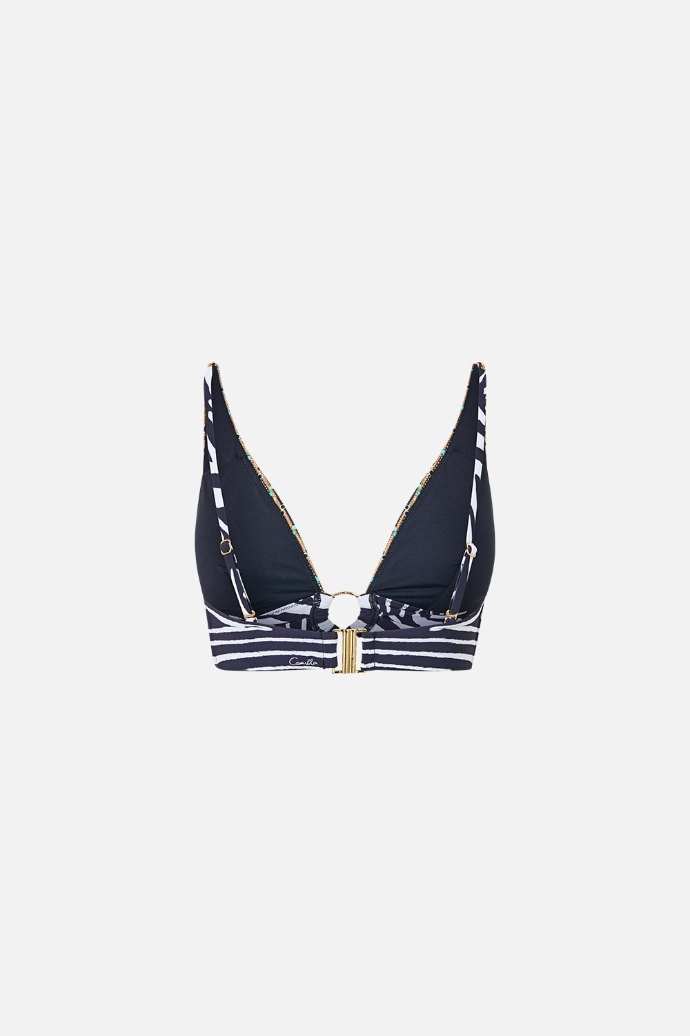 PLEATED HIGH TRI BIKINI TOP W FRONT TRIM ZIG ZAG ZOO