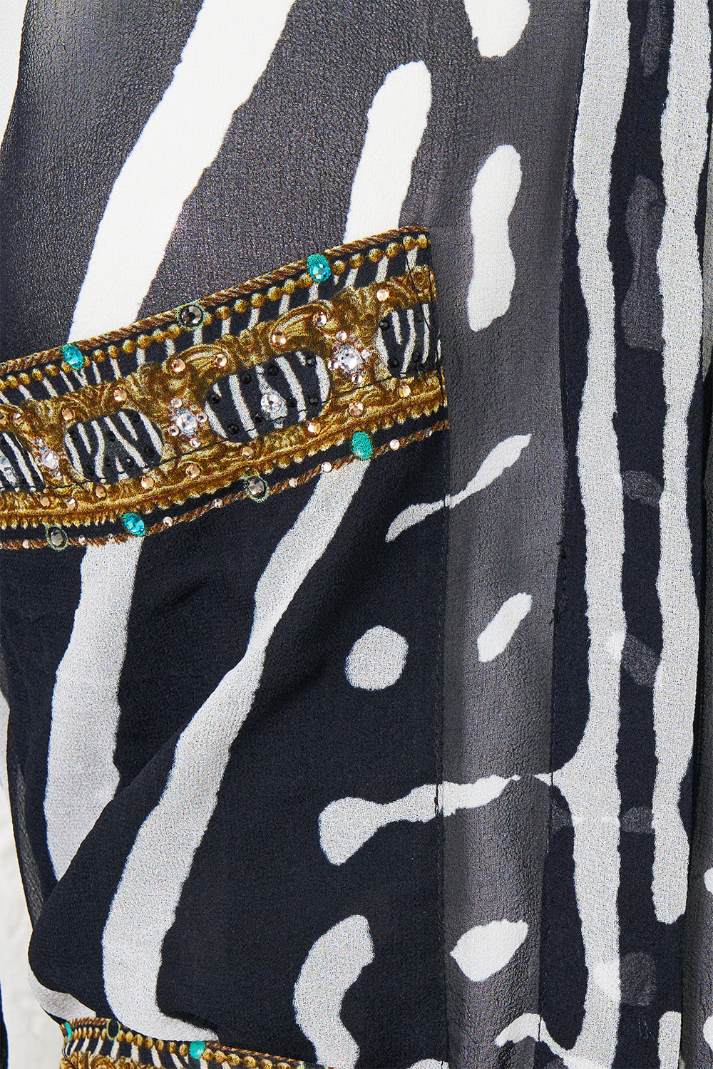 The CAMILLA Button Front Long Dress in Print Zig Zag Zoo. Ghost View