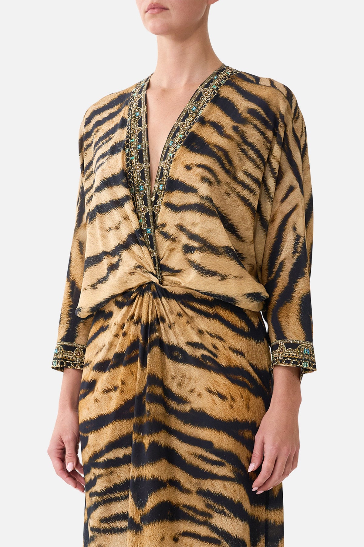 The Twist Front Batwing Dress in print A Wink To The Wild
