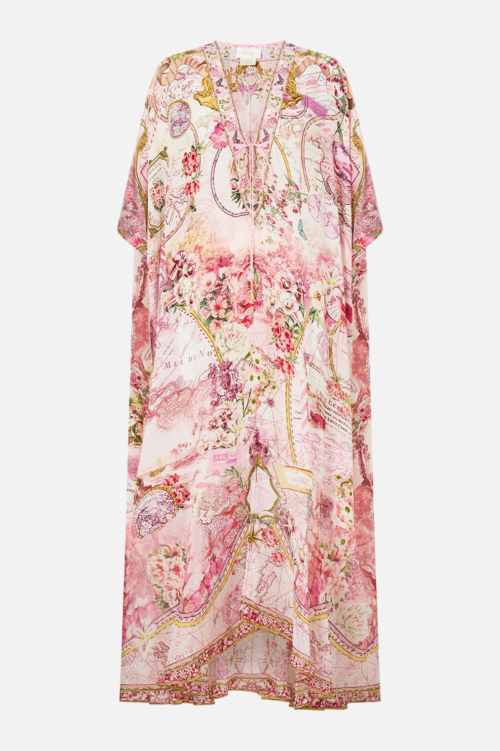LACE UP KAFTAN WITH HEM RUFFLE JOURNAL DE VOYAGE