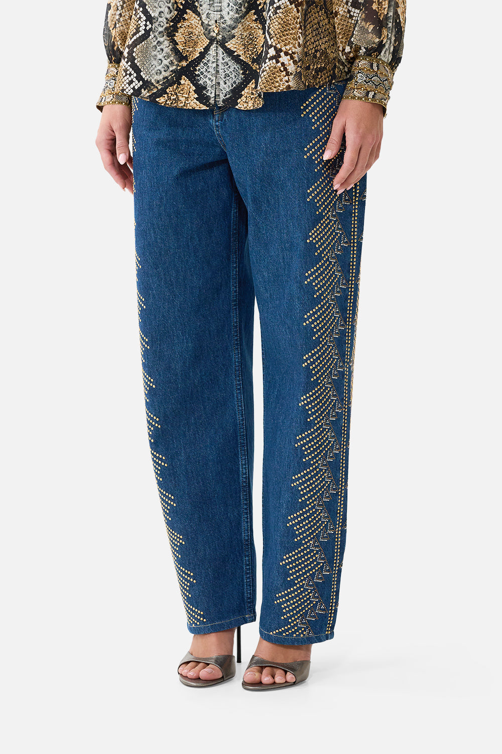 The CAMILLA Milla Girlfriend Jean in Denim. Model View