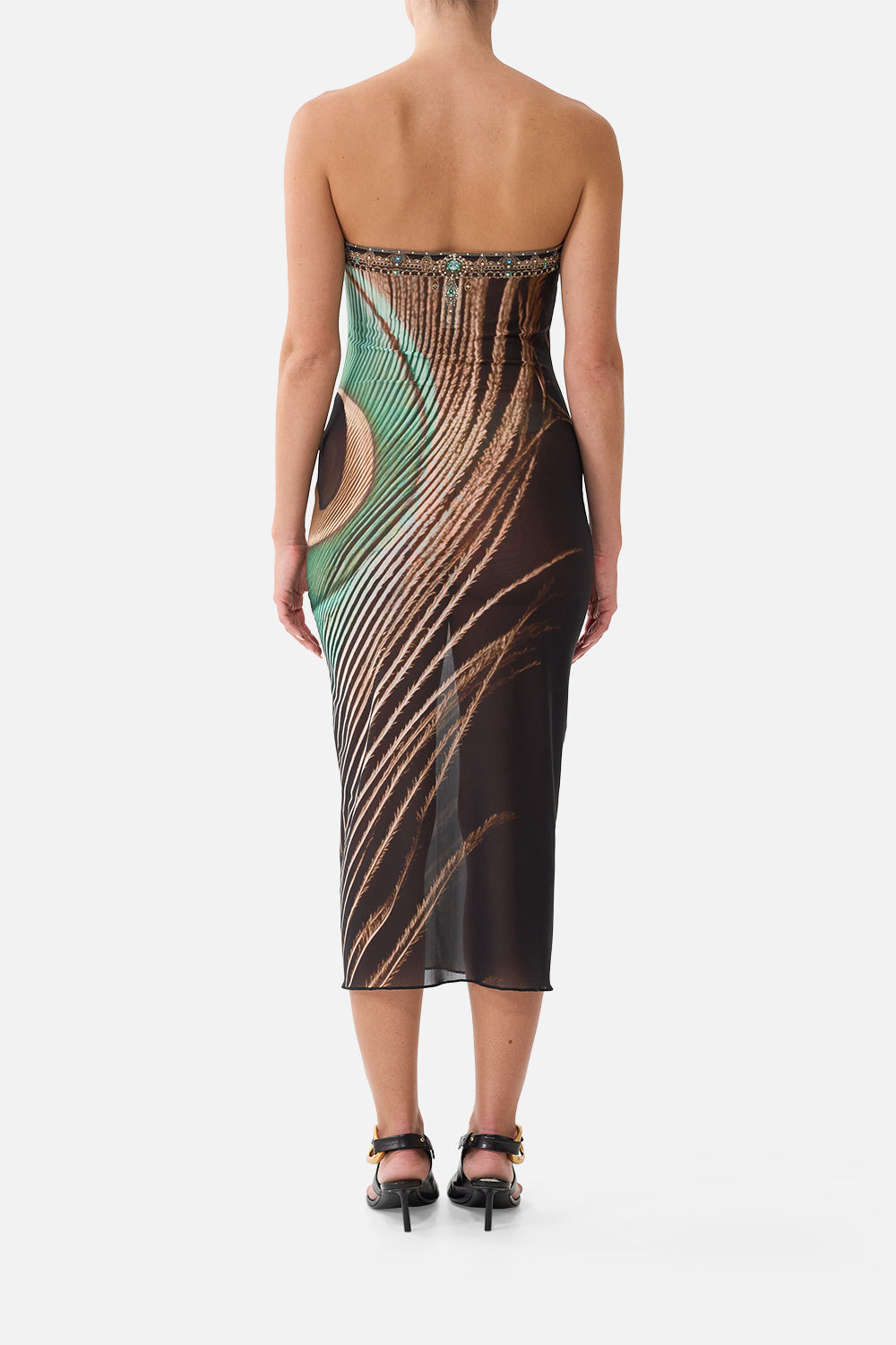 The CAMILLA Tube Beach Midi Dress in Print A Wink to the Wild. Model View