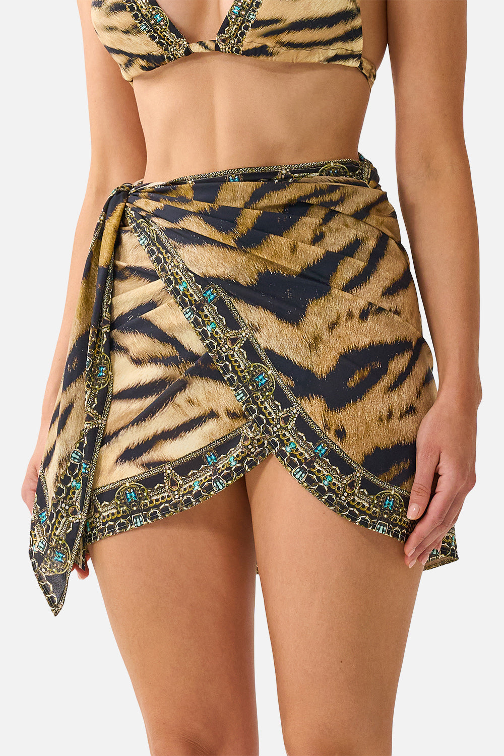 EYELET WRAP MINI SARONG W TIE WAIST A WINK TO THE WILD