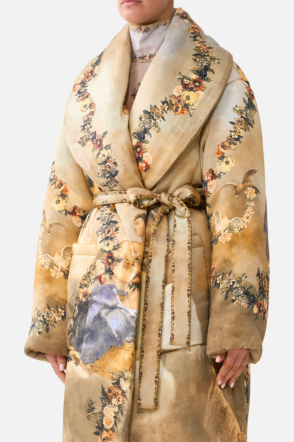 QUILTED LONG WRAP COAT QUEEN OF BOHEMIA