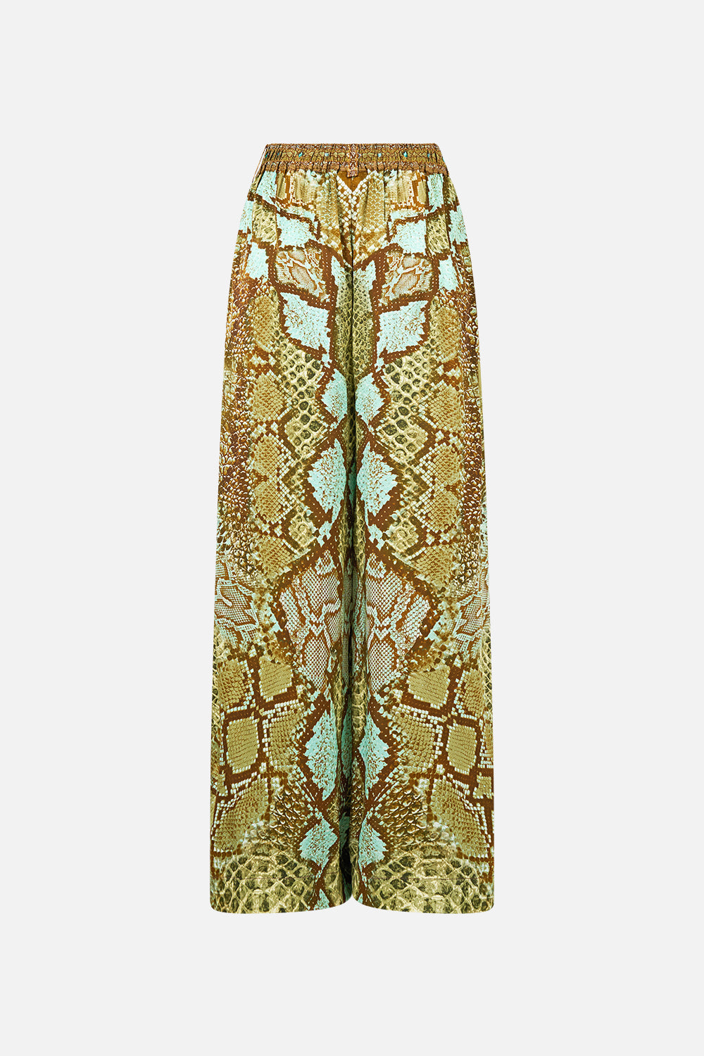 The CAMILLA Wide Leg Waisted Pant in Print My Sweet Serpentine. Ghost View Back