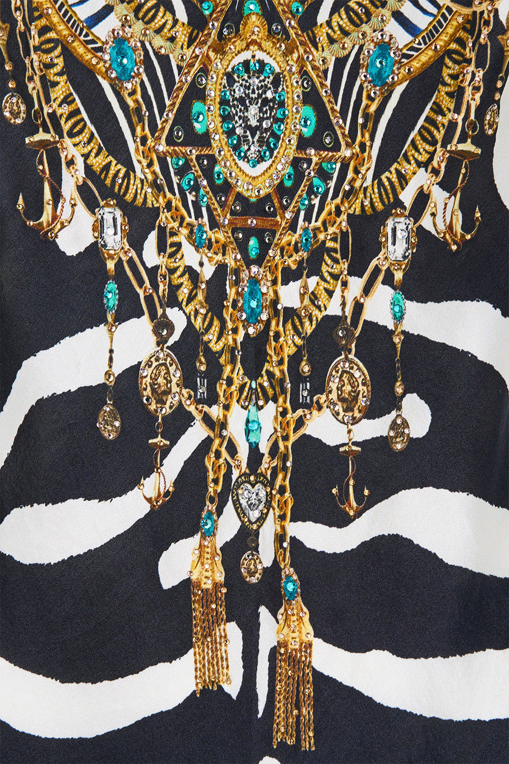 The CAMILLA V-Neck Bias Cami in Print Zig Zag Zoo. Ghost View