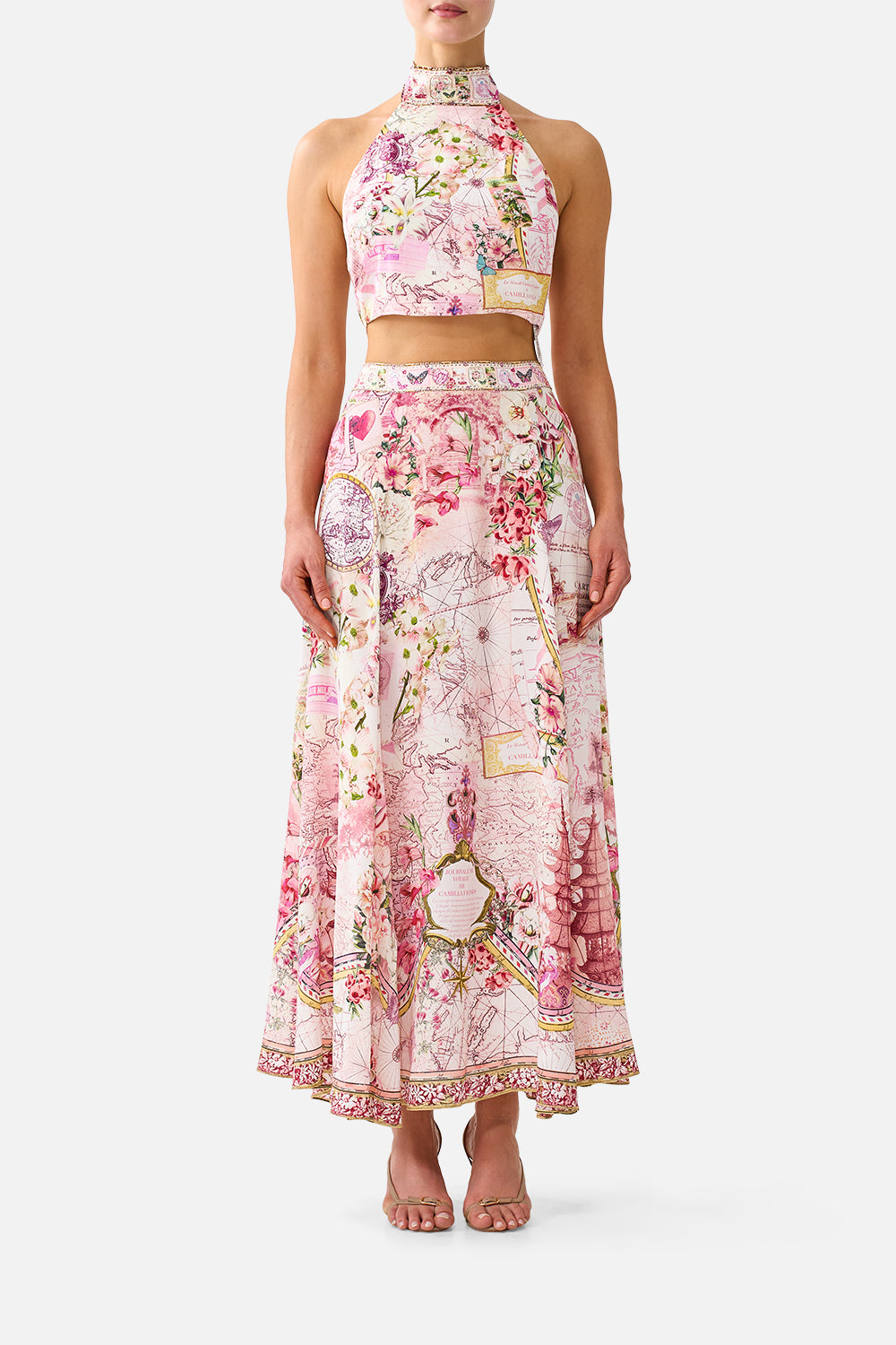 PANELLED FLARED LONG SKIRT JOURNAL DE VOYAGE