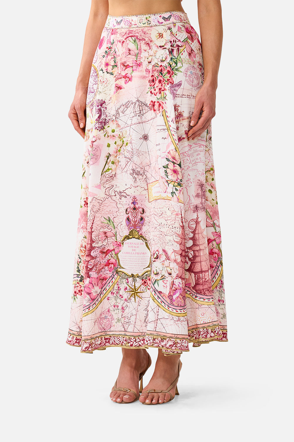 PANELLED FLARED LONG SKIRT JOURNAL DE VOYAGE
