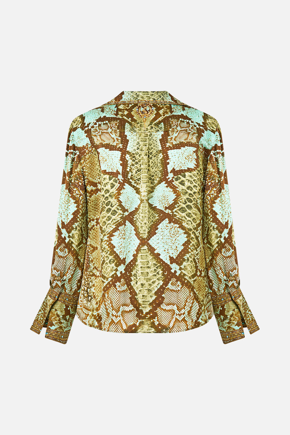 The CAMILLA Pyjama Shirt in Print My Sweet Serpentine. Ghost View Back