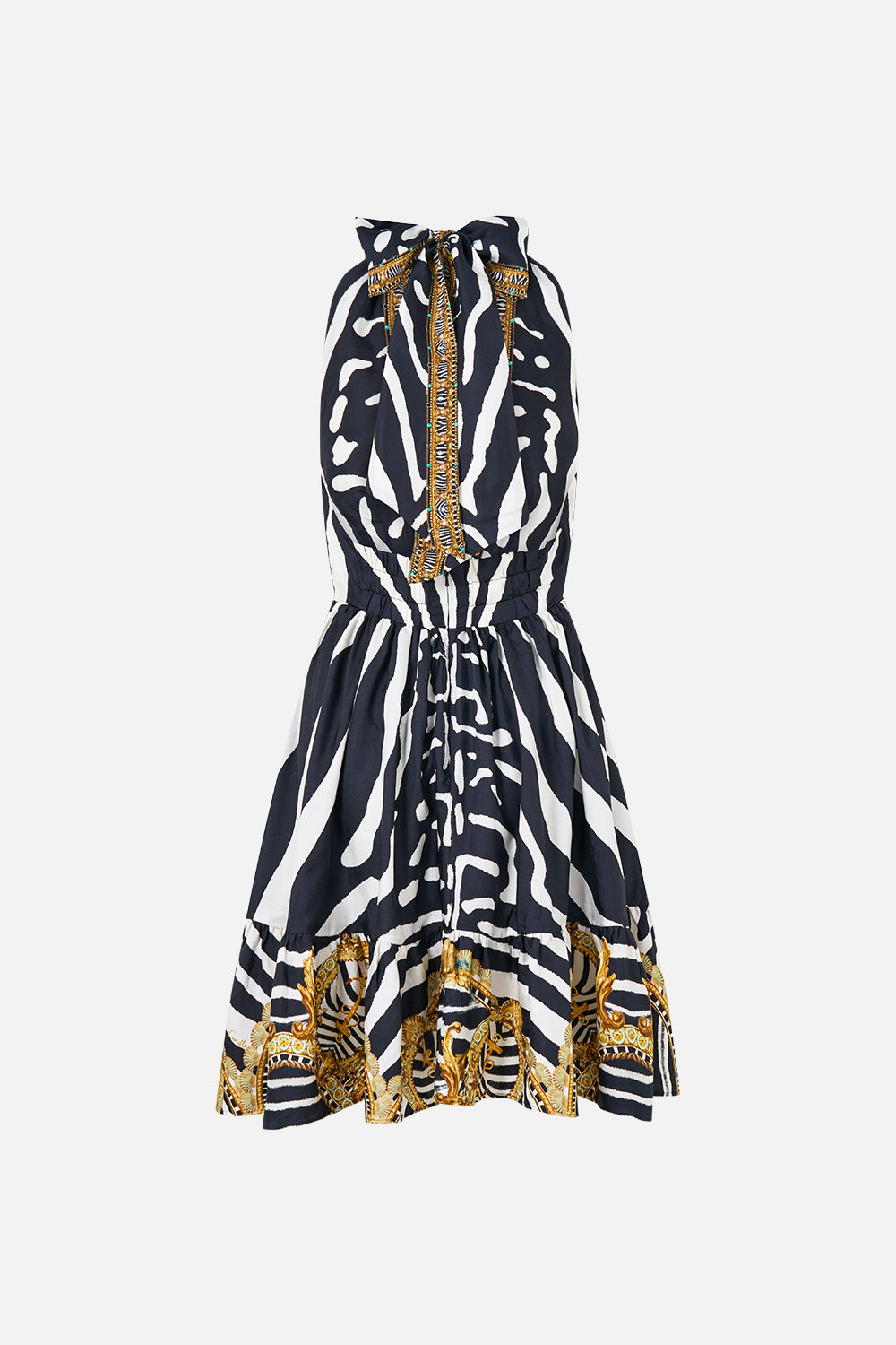 RUFFLE HEM HALTER SHORT DRESS ZIG ZAG ZOO