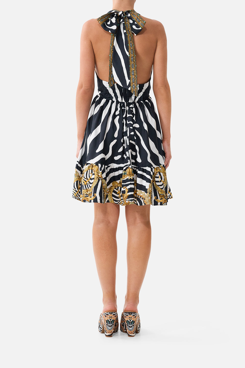 RUFFLE HEM HALTER SHORT DRESS ZIG ZAG ZOO