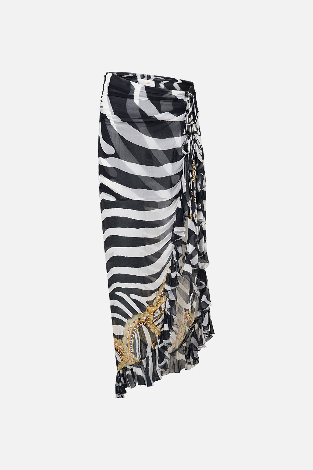 RELAXED WRAP TIE SKIRT WITH RUFFLE ZIG ZAG ZOO