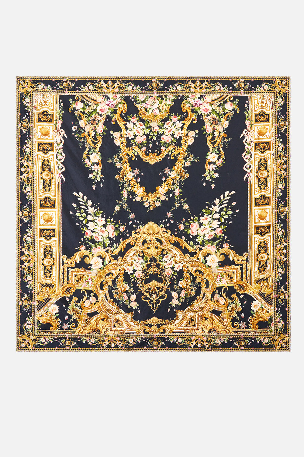 LARGE CRYSTALLED SILK SQUARE SCARF VERSAILLES OR DIE