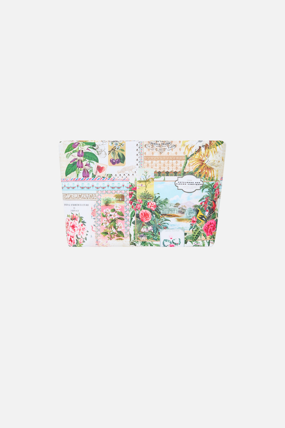 The CAMILLA Small Makeup Clutch in Print La Belle Botanique. Ghost View Back