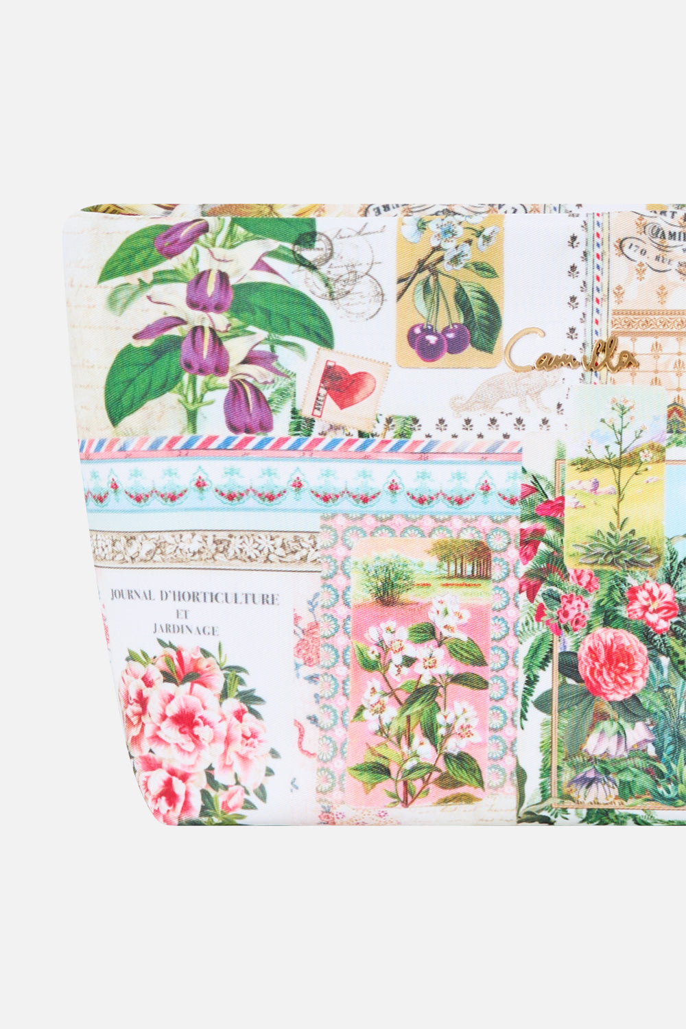 The CAMILLA Small Makeup Clutch in Print La Belle Botanique. Ghost View