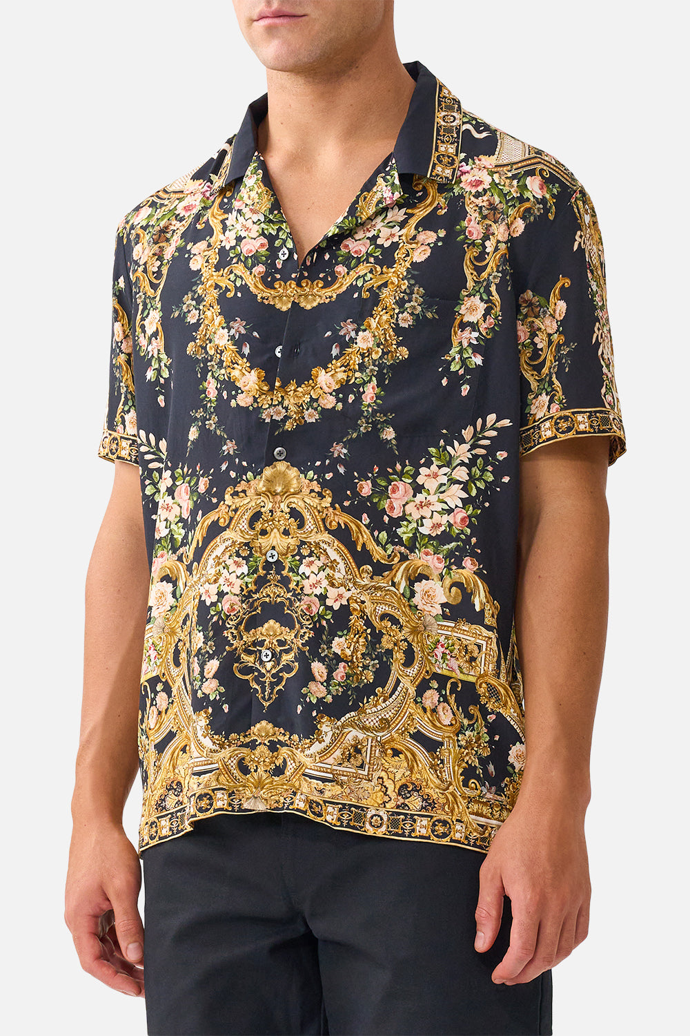 SHORT SLEEVE CAMP COLLARED SHIRT VERSAILLES OR DIE