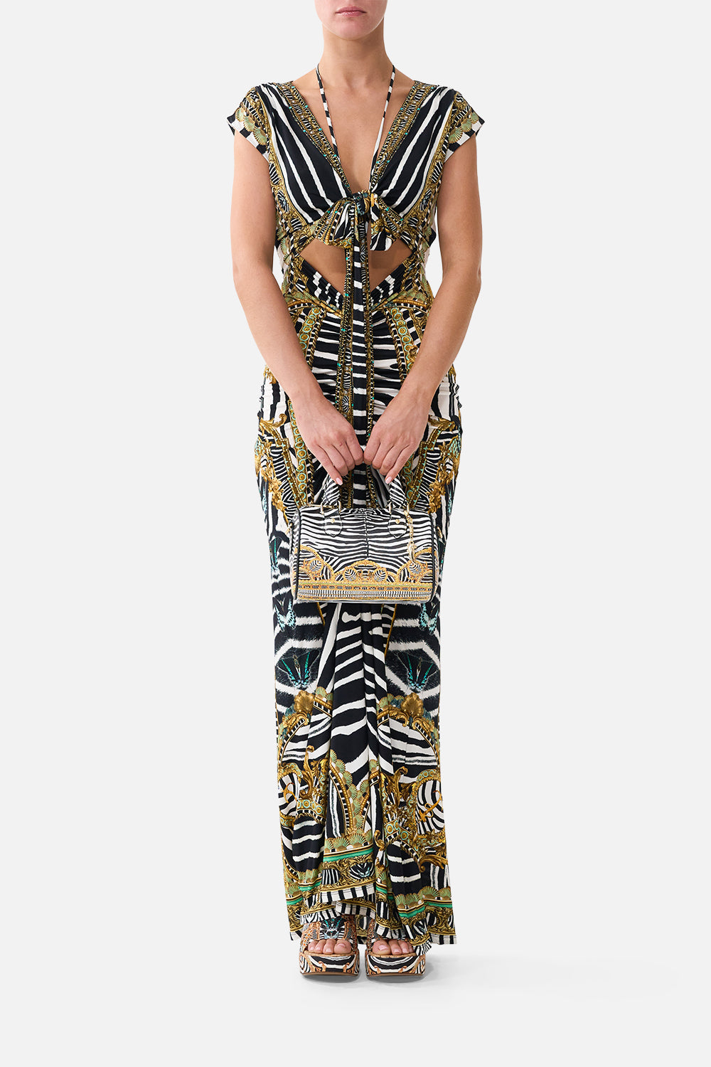 The Barrel Bag With Leather Trims in print Zig Zag Zoo