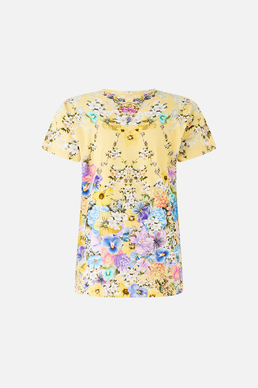 The CAMILLA slim fit round neck t-shirt from our print darling buds, back product view