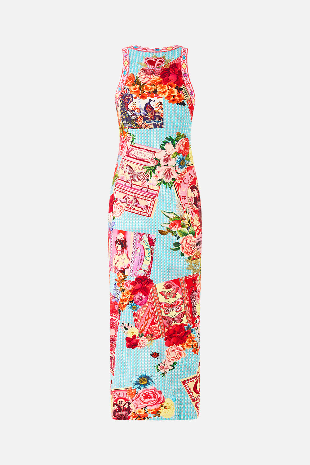 The CAMILLA JERSEY TANK DRESS PAPERS AND CURIOUS CAPERS in our  print.