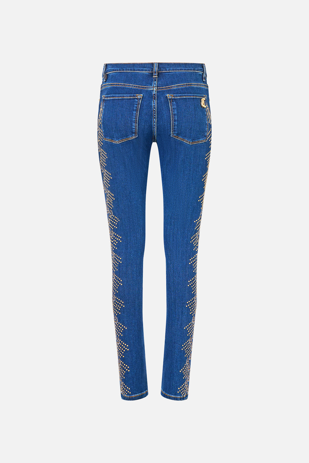 The CAMILLA Riyeka Skinny Jean in Denim. Ghost View Back