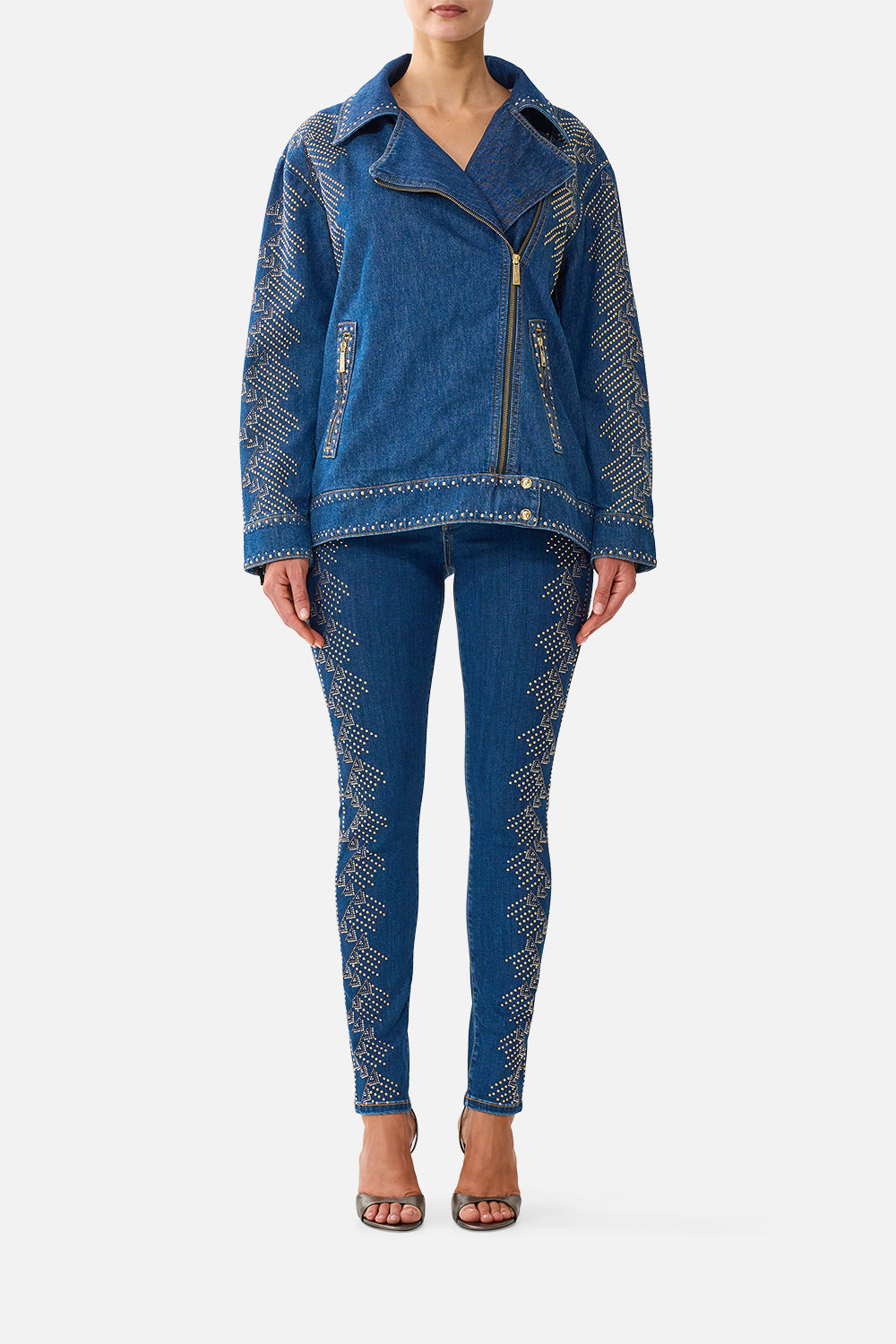 The CAMILLA Riyeka Skinny Jean in Denim. Model View