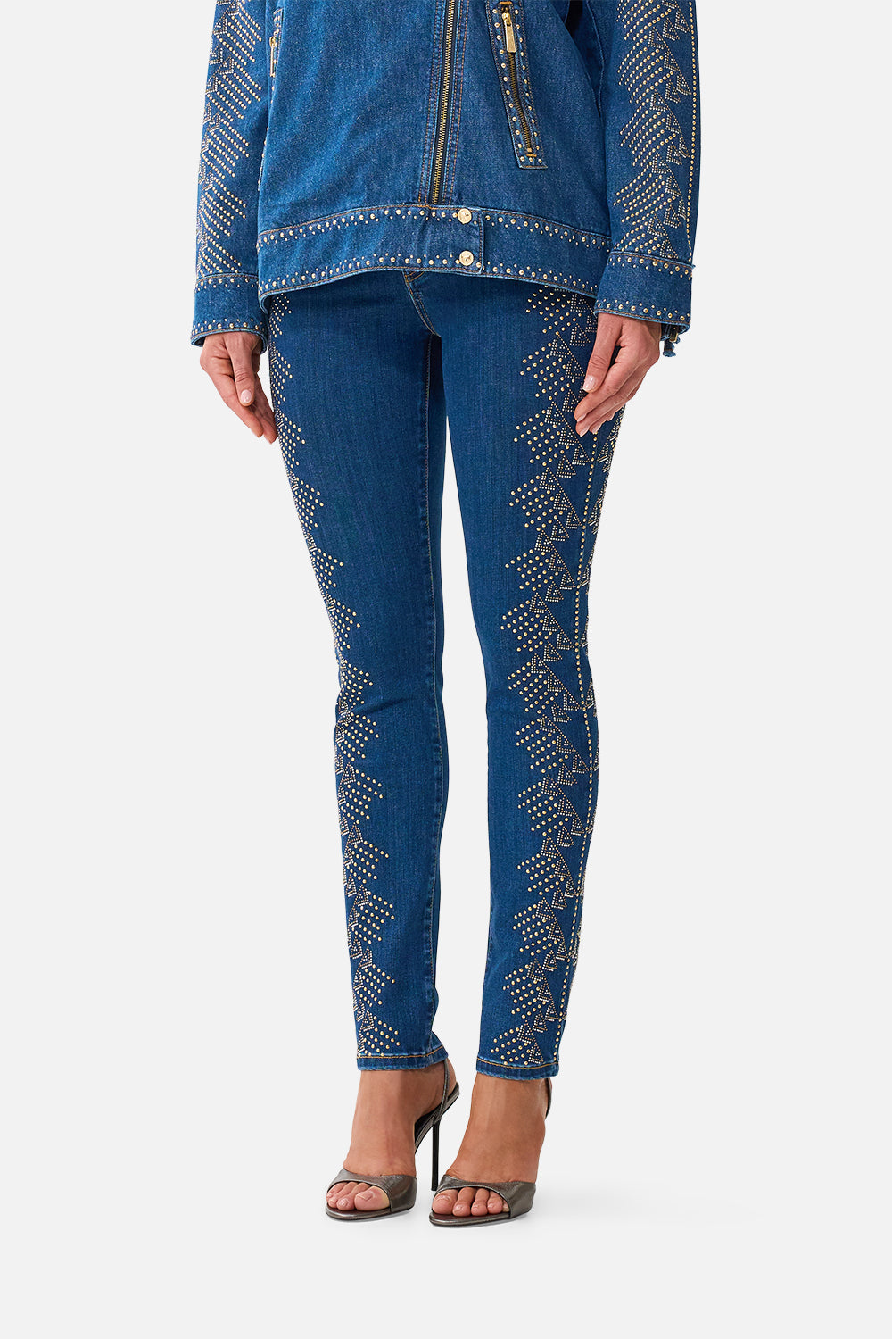 The CAMILLA Riyeka Skinny Jean in Denim. Model View
