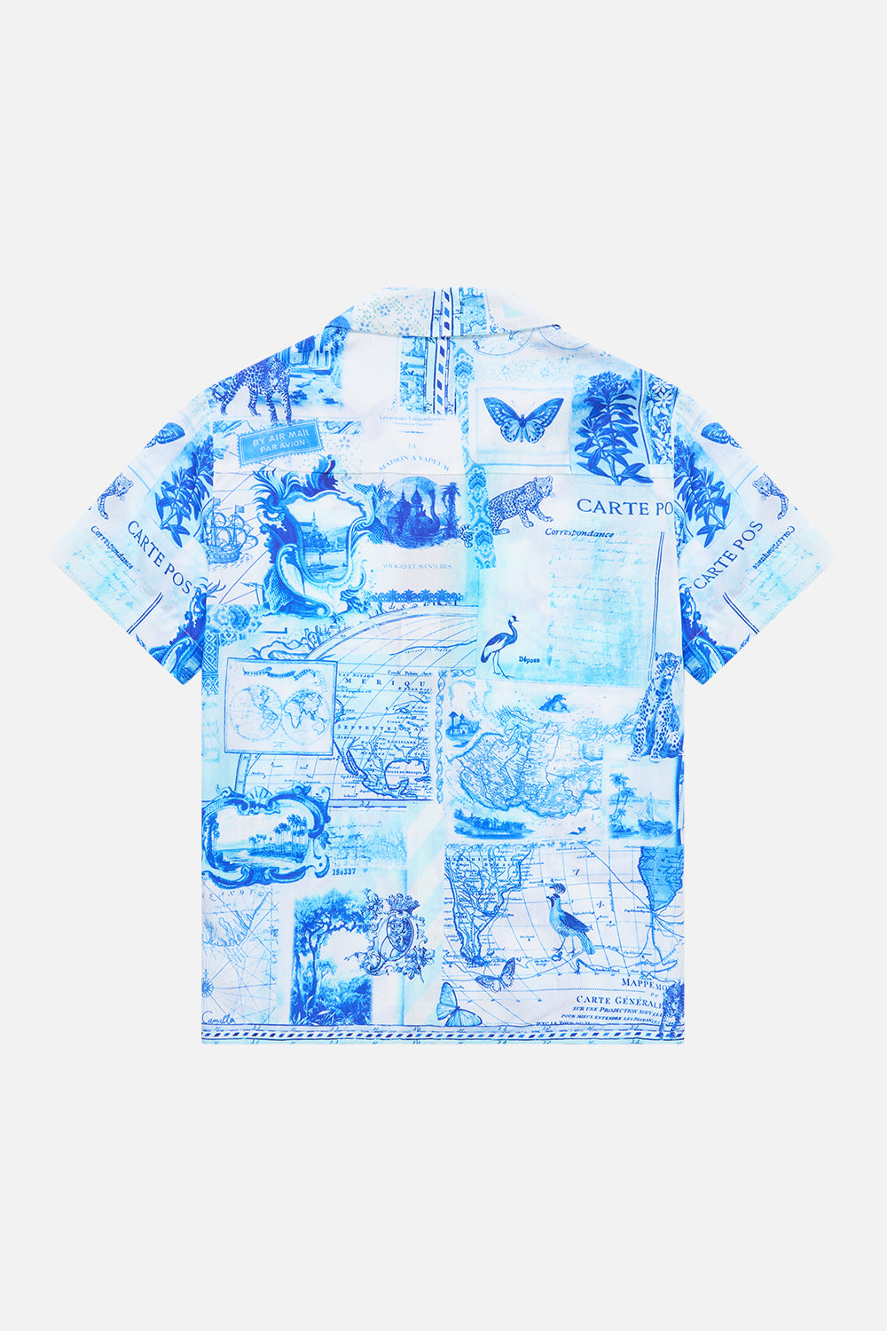 BOYS SHORT SLEEVE CAMP COLLARED SHIRT JOURNAL DE VOYAGE
