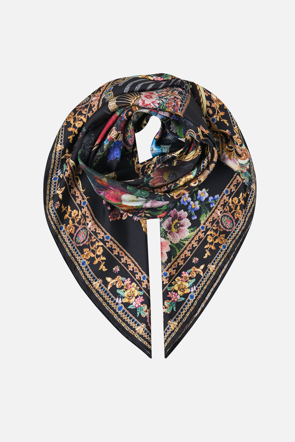 The CAMILLA PRINTED SILK TWILL SQUARE SCARF NIGHT GARDENNIGHT GARDEN