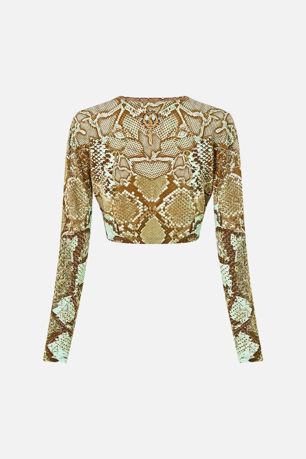 The CAMILLA Jersey Long Sleeve Top With Hardware in Print My Sweet Serpentine. Ghost View Back