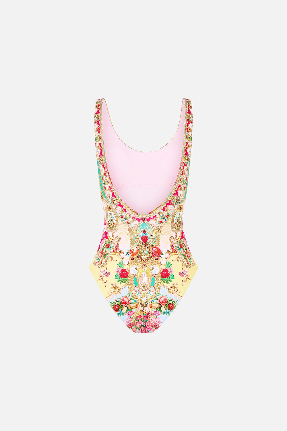 WIDE STRAP ROUND NECK ONE PIECE W LOW BACK PAINTED PRAYERS