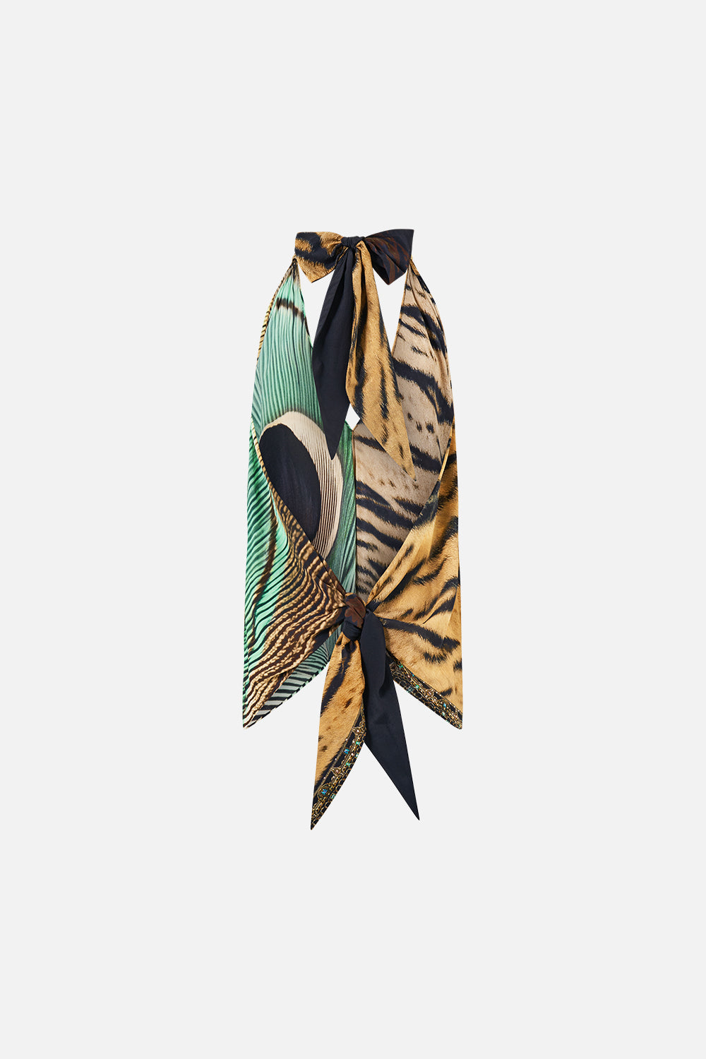 The CAMILLA Scarf Tie Top in Print A Wink to the Wild. Ghost View Back