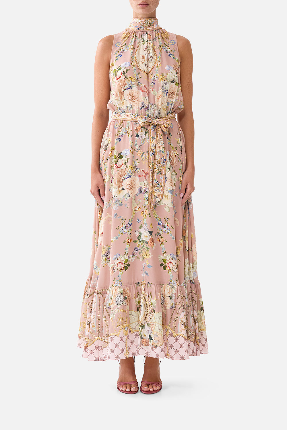The CAMILLA NECKTIE DRESS WITH ELASTICATED WAIST CHAMBER OF BLOOMSCHAMBER OF BLOOMS