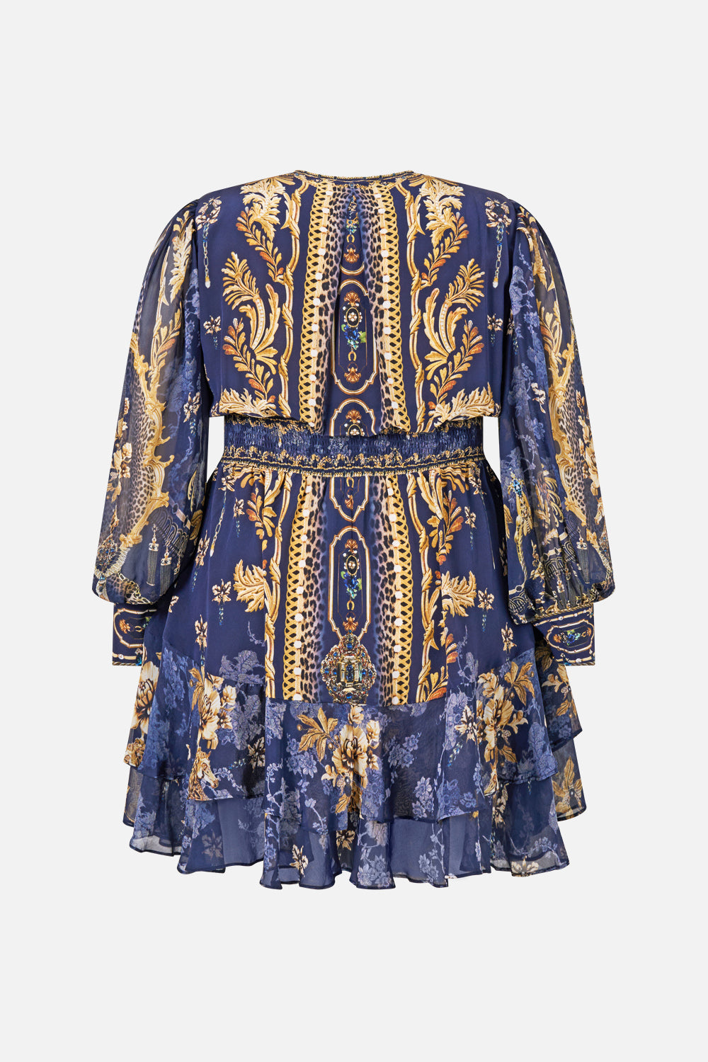 BUTTON FRONT FRILL DRESS CLOAKED IN BAROQUE
